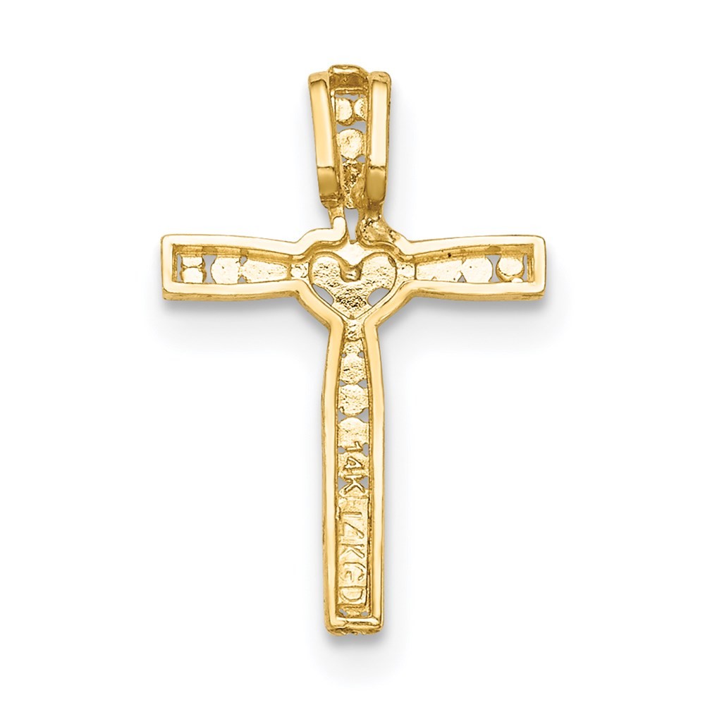 14k Yellow Gold Rhodium Cross Pendant