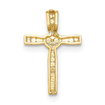 14k Yellow Gold Rhodium Cross Pendant