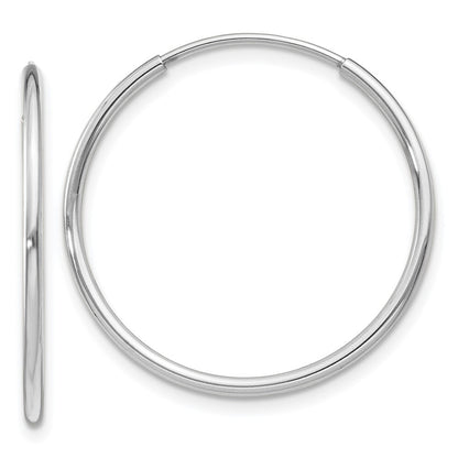 14k White Gold Polished Endless Tube Hoop Earrings Gift for Women