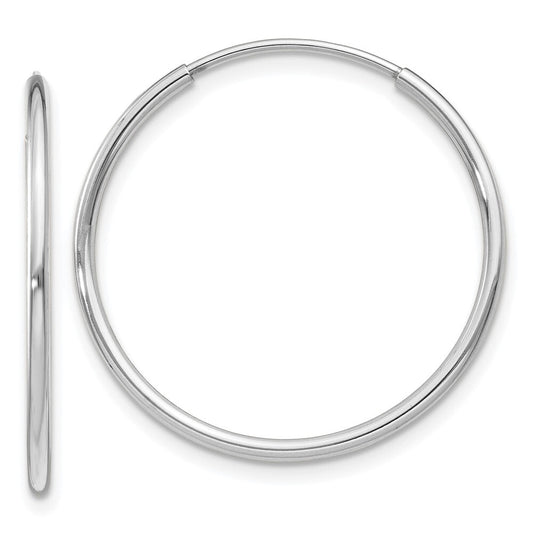 14k White Gold Polished Endless Tube Hoop Earrings Gift for Women