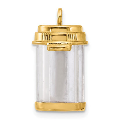 14k Yellow Gold Fancy Pill Bottle Pendant for Women