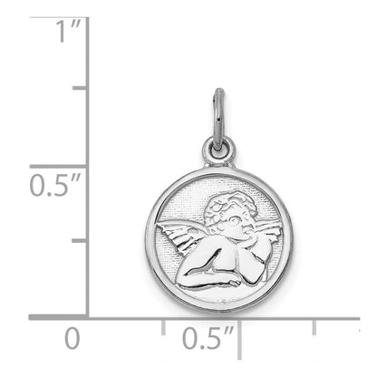 14k White Gold Polished Angel Charm Pendant for Women