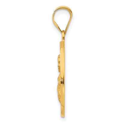 14k Yellow Gold Polished / Satin St. Maria Goretti Hollow Medal Pendant
