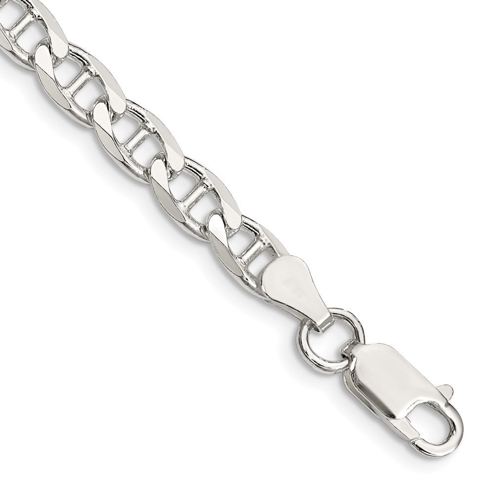 Sterling Silver 5.7mm Diamond-Cut Flat Anchor Curb Chain Bracelet
