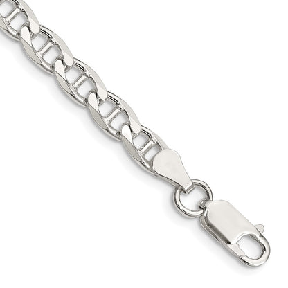 Sterling Silver 5.7mm Diamond-Cut Flat Anchor Curb Chain Bracelet
