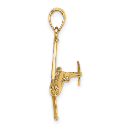 14k Yellow Gold 3-D Jet Charm Pendant for Women