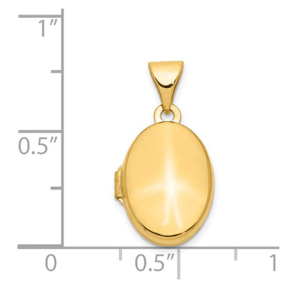 14k Yellow Gold Plain Polished Oval Locket Pendant for Women