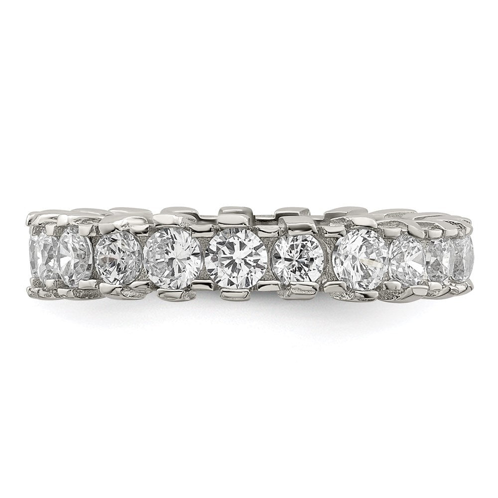 Sterling Silver Rhodium-plated Cubic Zirconia Eternity Band Size 6