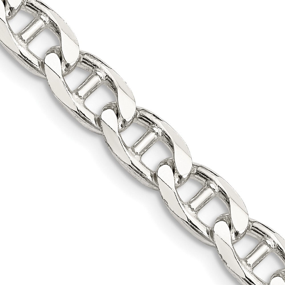 Sterling Silver 6.5mm Diamond-cut Flat Anchor Curb Chain