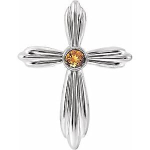 Sterling Silver Natural Citrine Cross Pendant