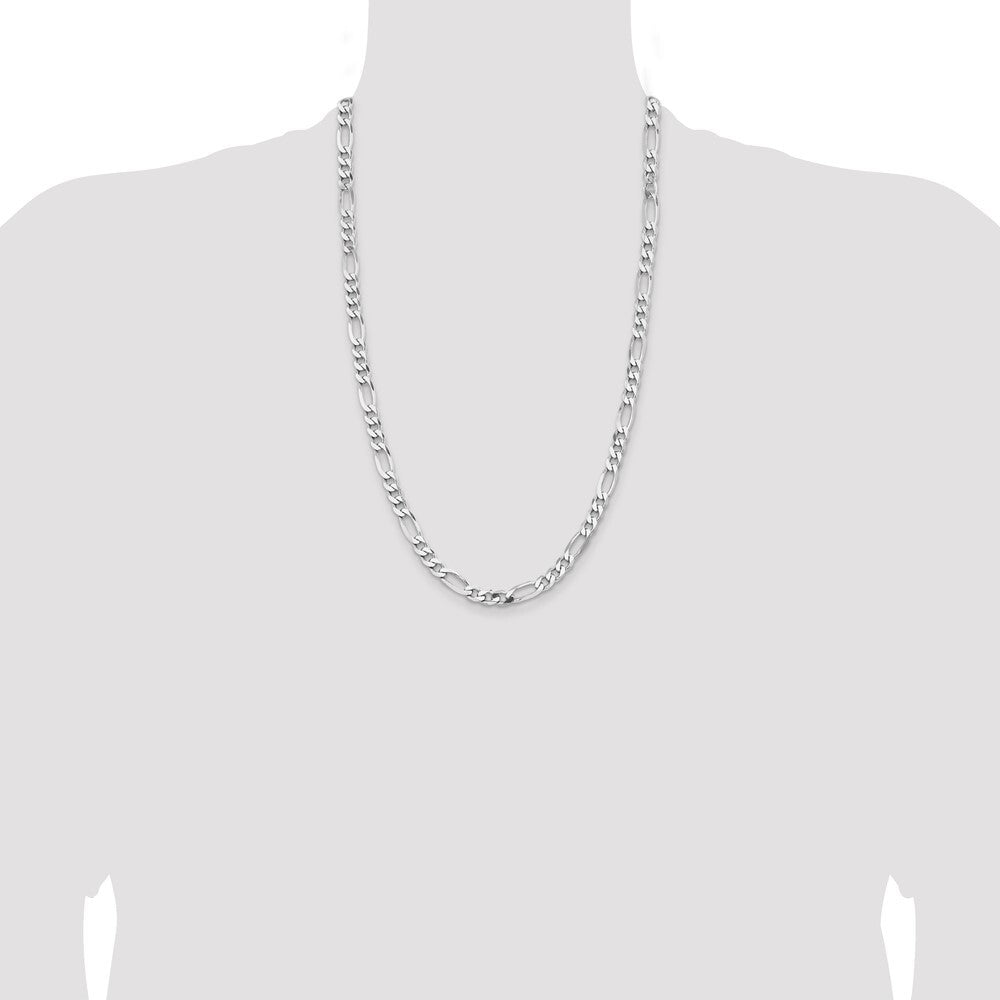 Sterling Silver Rhodium-plated 6.5mm Figaro Chain
