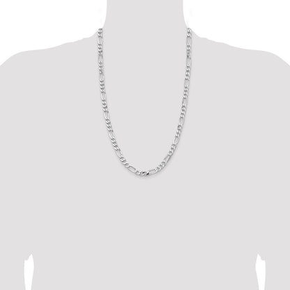 Sterling Silver Rhodium-plated 6.5mm Figaro Chain