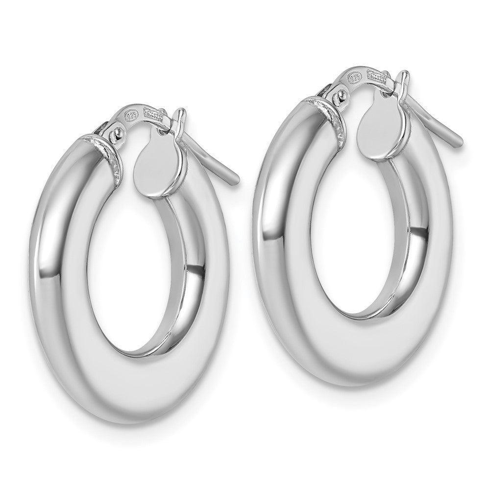 Sterling Silver Polished 3.0 x 20mm Flat Tapered Tube Hoop Earrings