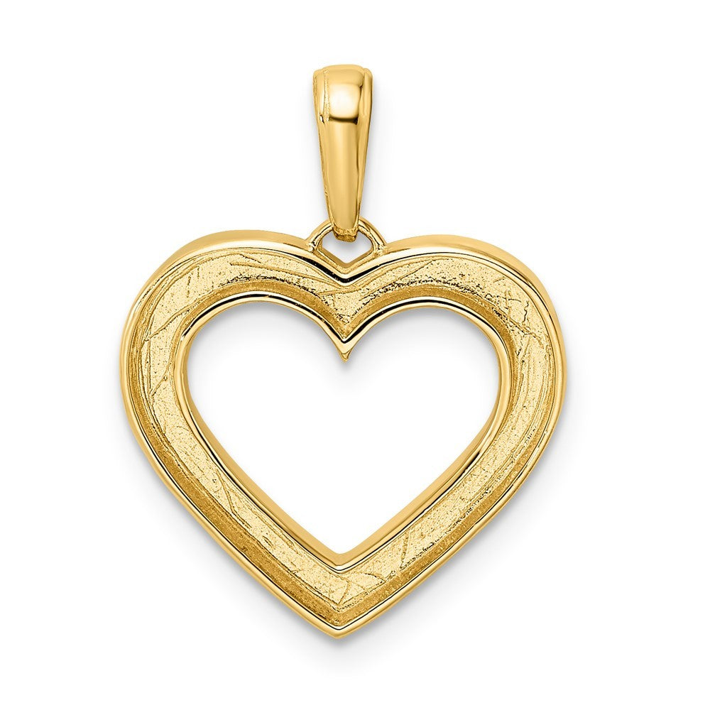 14k Yellow Gold and White Rhodium Diamond-cut Fancy Heart Pendant
