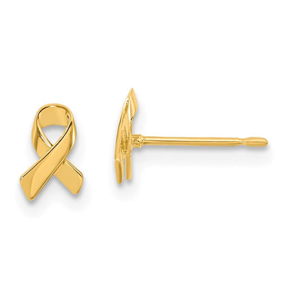 14k Yellow Gold Awareness Ribbon Earrings