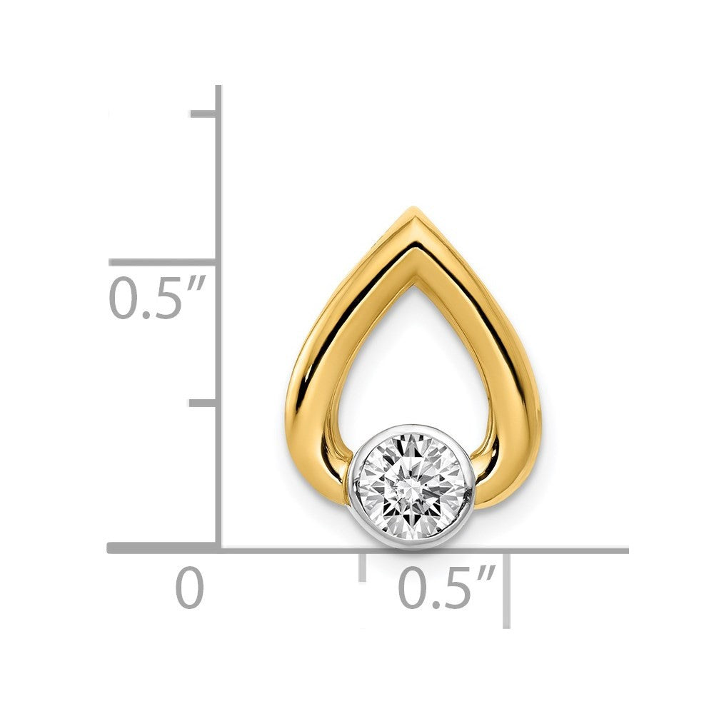 14k Yellow Gold Teardrop 4.4mm Diamond Chain Necklace Slide Mtg