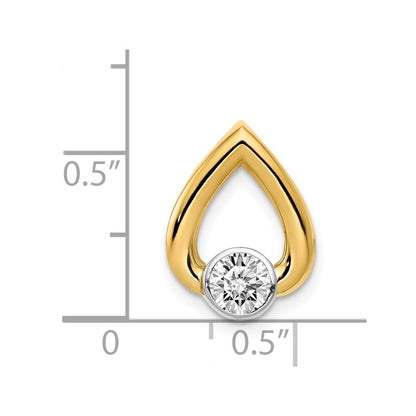 14k Yellow Gold Teardrop 4.4mm Diamond Chain Necklace Slide Mtg