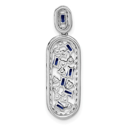 14k White Gold Sapphire and Diamond Oval Chain Slide