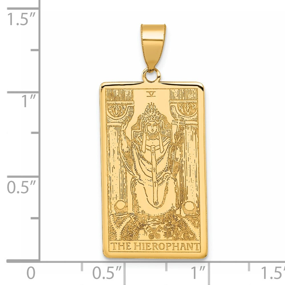 14k Yellow Gold The Hierophant Tarot Card Pendant for Women