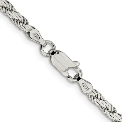 Sterling Silver 3.1mm Flat Rope Chain Necklace