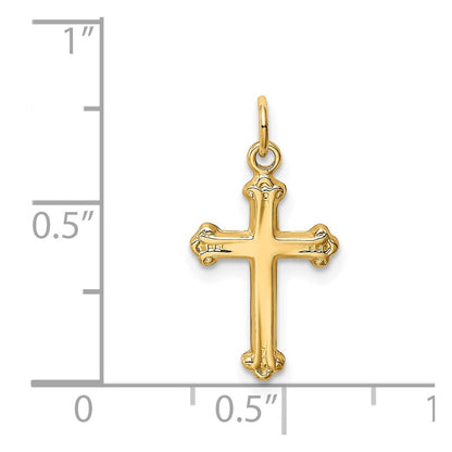 14k Yellow Gold Cross Charm Pendant for Women