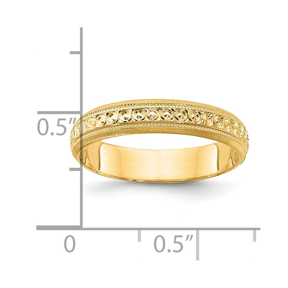 14K Yellow Gold 3mm Design Etched Wedding Band Size 5