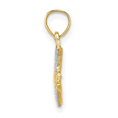14k Yellow Gold w/ Rhodium Cowboy Boot Charm