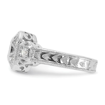 Sterling Silver Rhodium-plated Cubic Zirconia Antique Style Ring Size 7