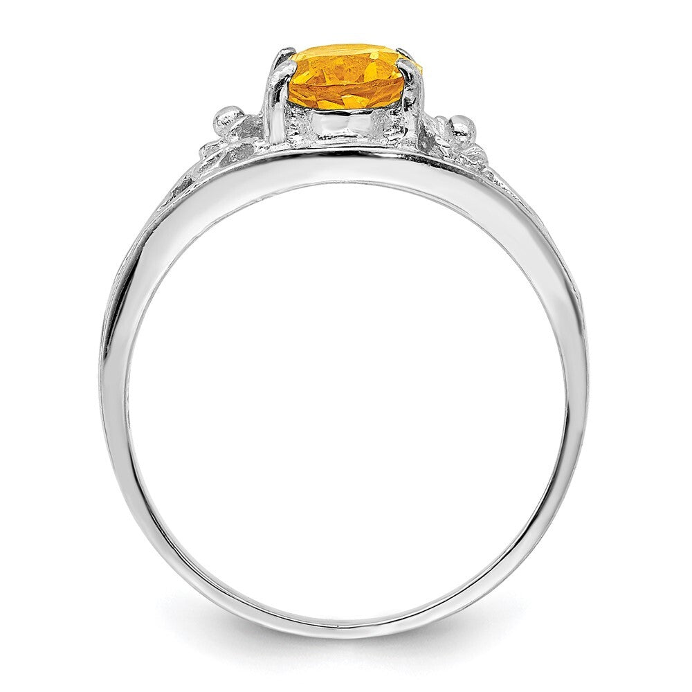 Sterling Silver Rhodium Citrine ring Size 6