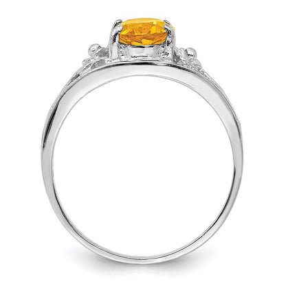 Sterling Silver Rhodium Citrine ring Size 6