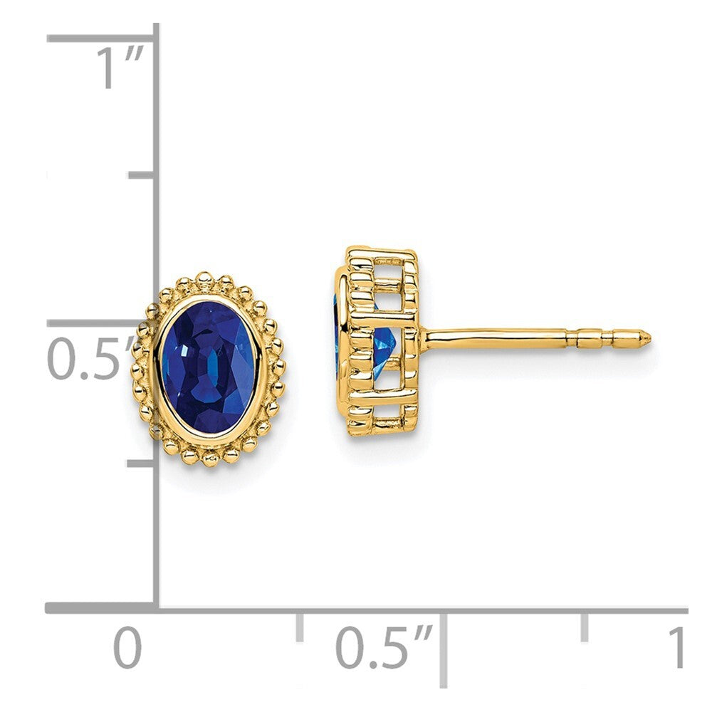 14k Yellow Gold Oval Sapphire Stud Earrings