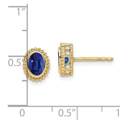 14k Yellow Gold Oval Sapphire Stud Earrings