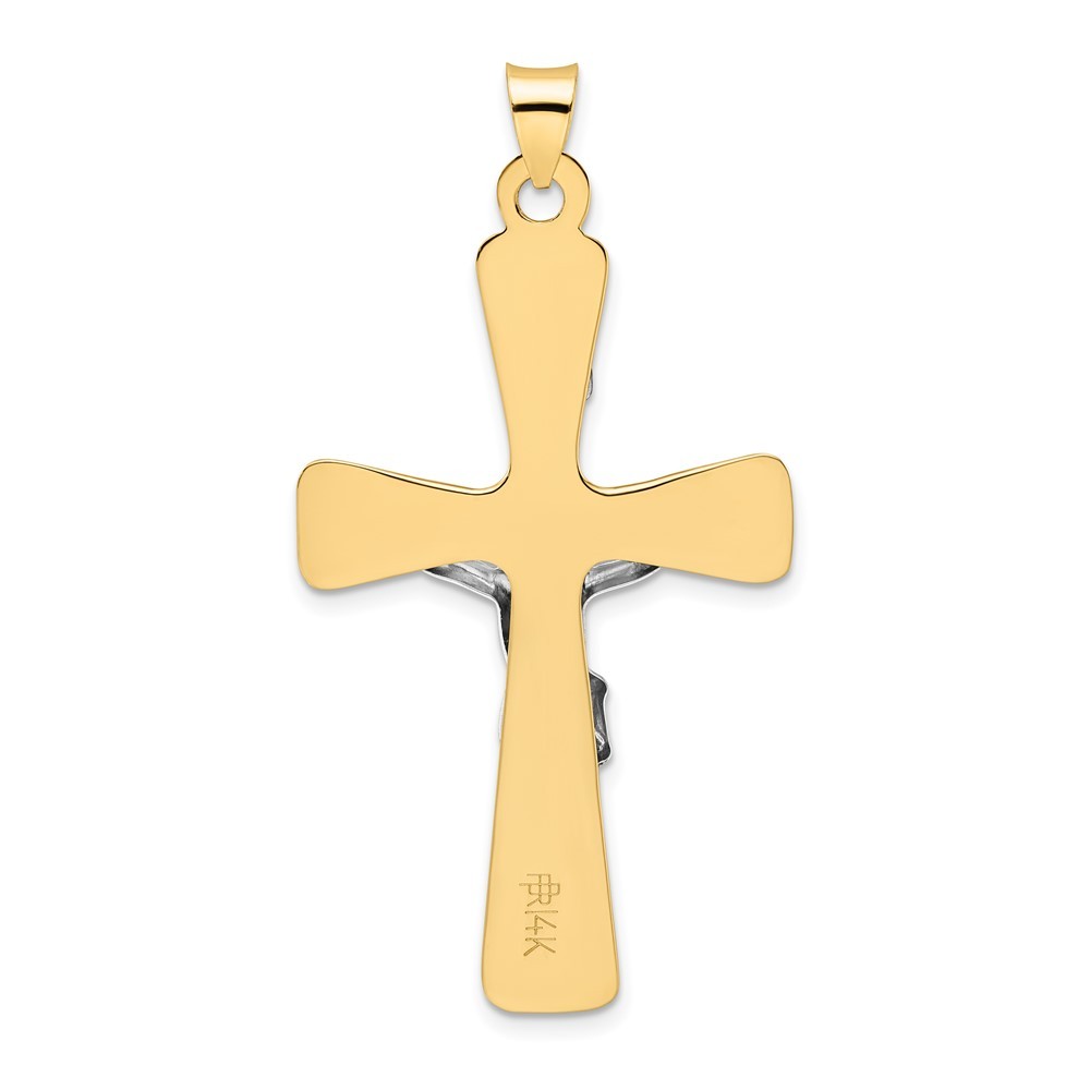 14k Two-Tone Gold Polished Solid INRI Crucifix Pendant