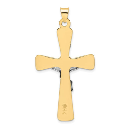 14k Two-Tone Gold Polished Solid INRI Crucifix Pendant