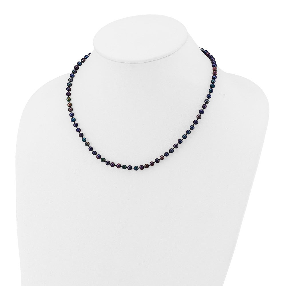 14k Yellow Gold 4-5mm Black Freshwater Cultured Pearl 16 inch Necklace