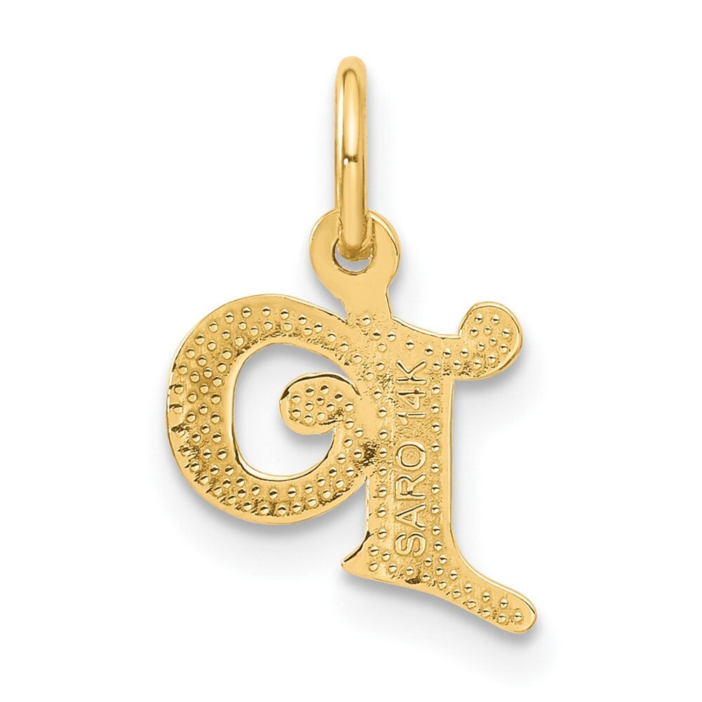 14k Yellow Gold Letter P Initial Charm Pendant for Women