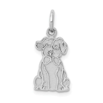 14k White Gold Puppy Charm Pendant for Women