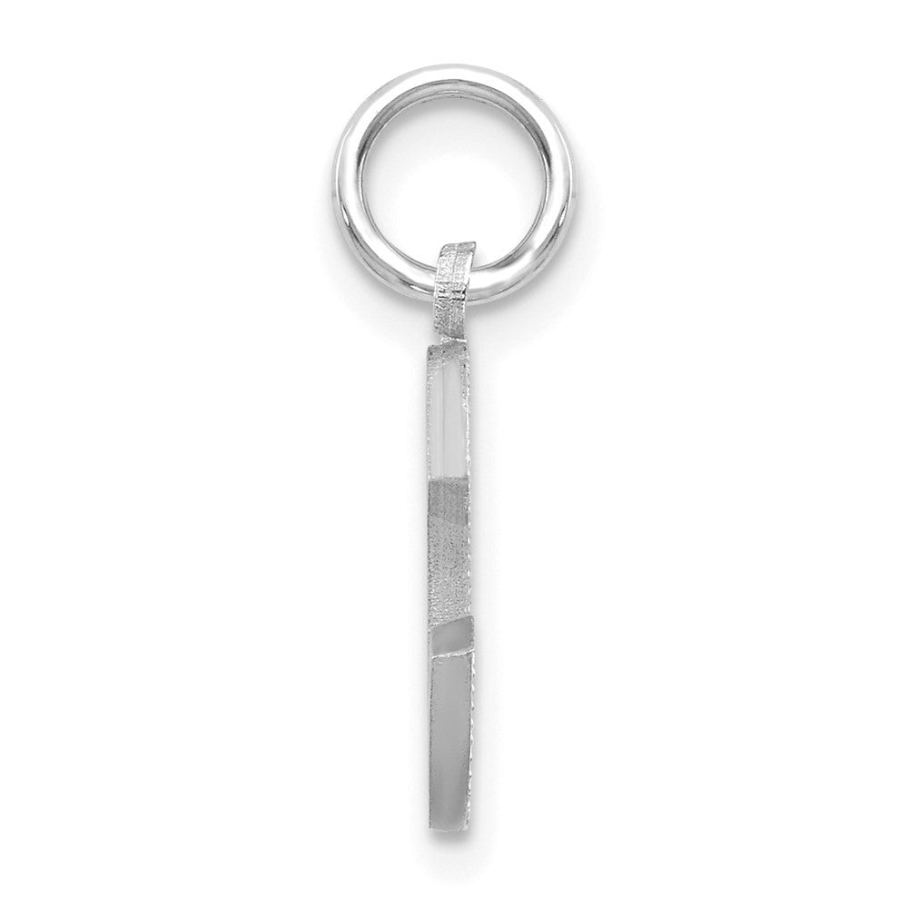 14K White Satin Diamond-cut Letter C Initial Charm