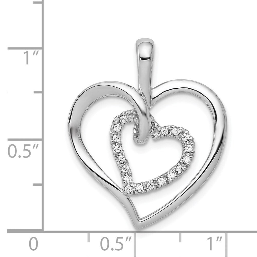 14k White Gold 1/10ct. Diamond Double Heart Pendant for Women