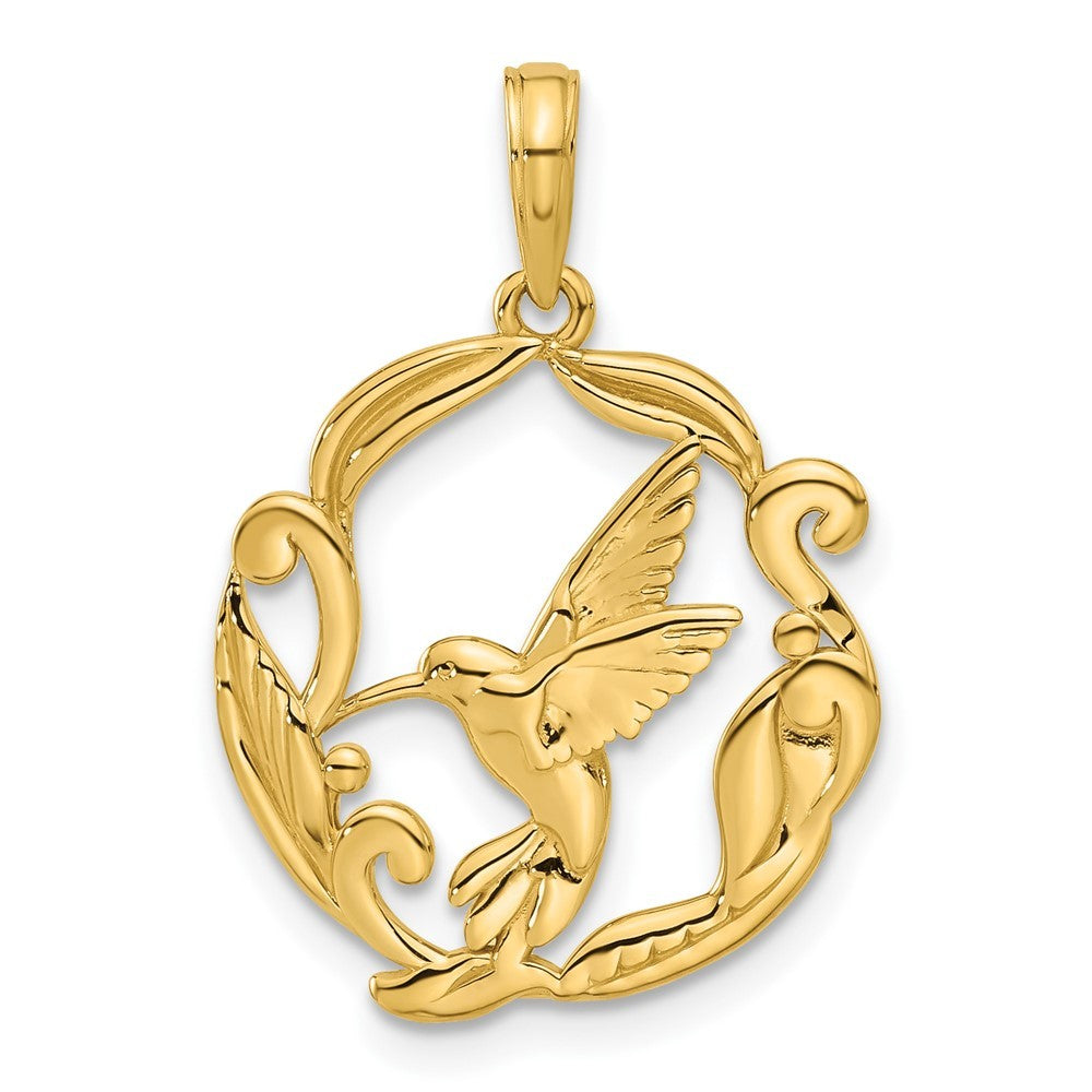14k Yellow Gold Polished Fancy Hummingbird Charm