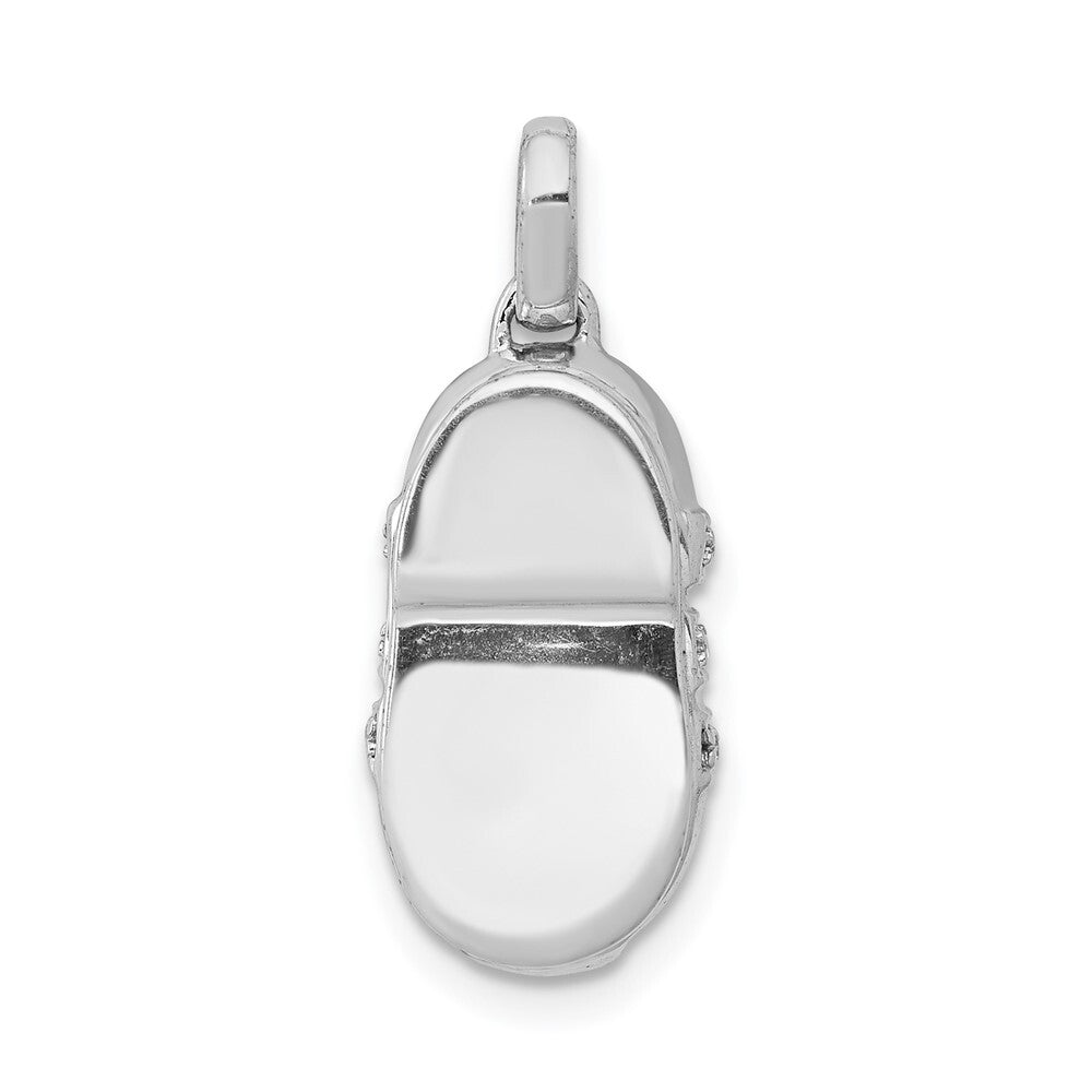 14k White Gold Diamond Baby Boy Shoe Pendant for Women