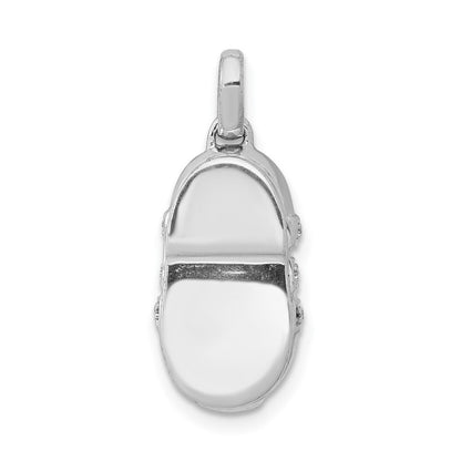 14k White Gold Diamond Baby Boy Shoe Pendant for Women