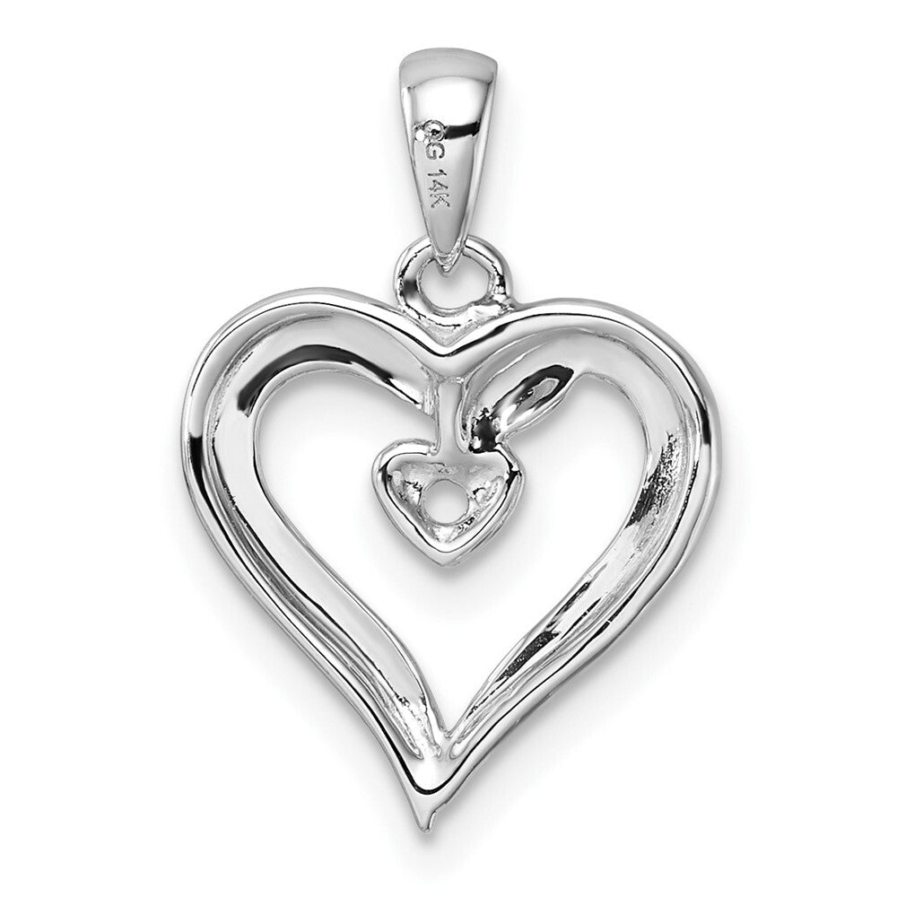 14k White Gold Heart Pendant Mounting for Women