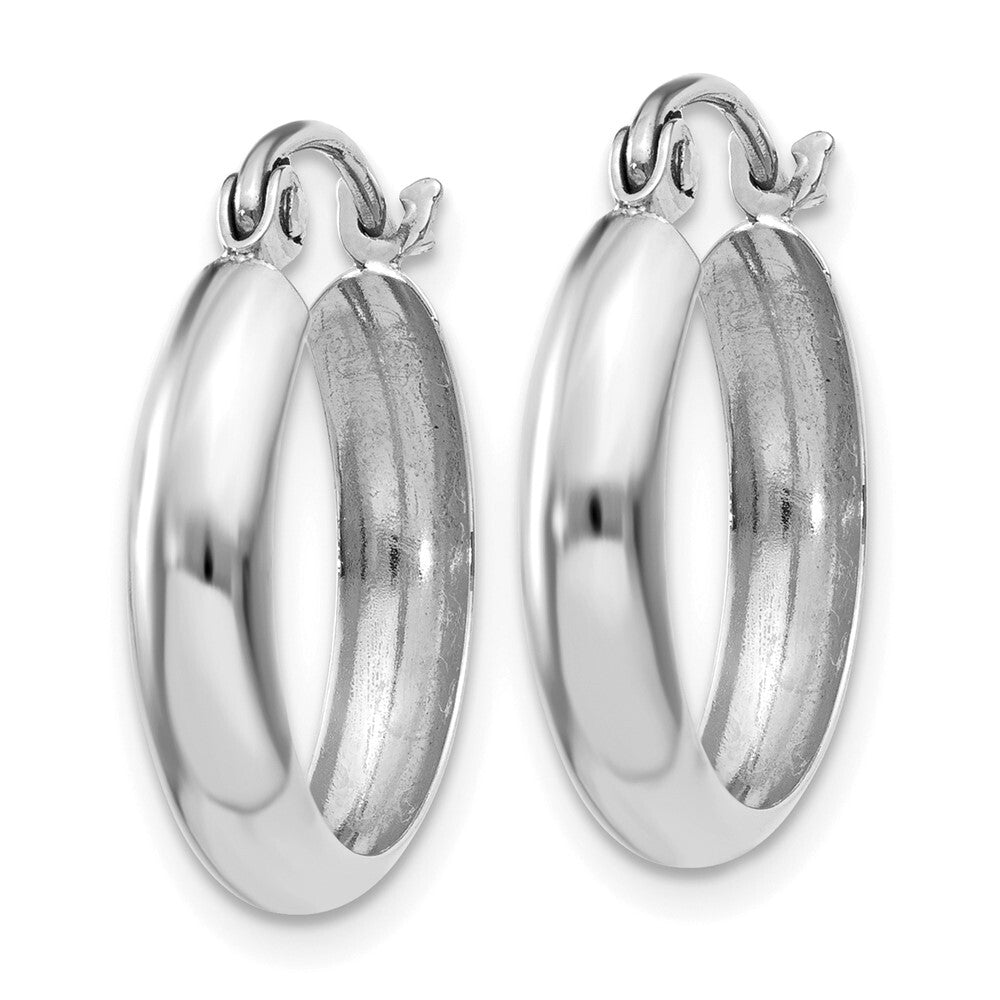 14k White Gold Polished 3.5mm Hoop Earrings Gift for Women