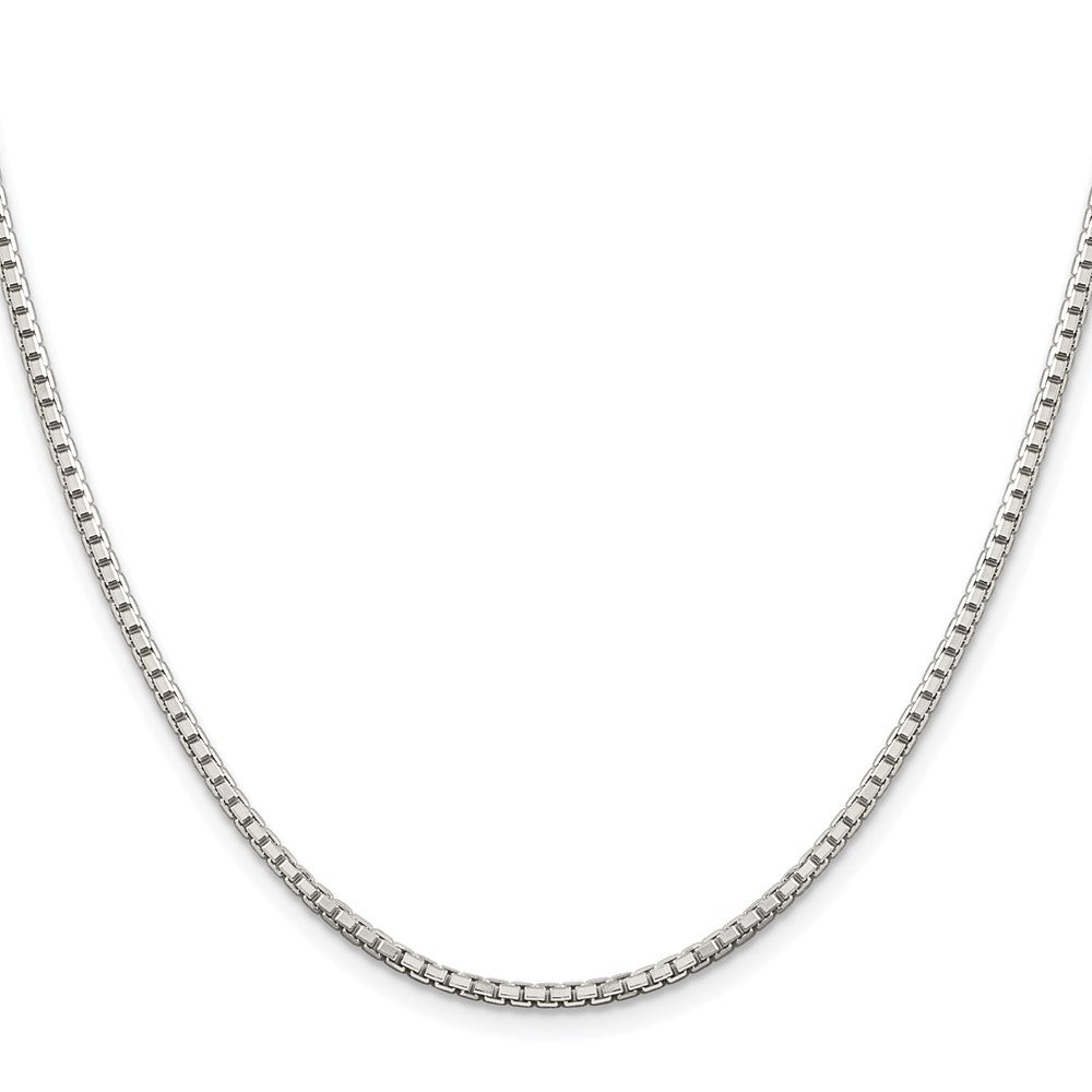 Sterling Silver Rhodium-plated 2mm 8 Sided Diamond-cut Box Chain Necklace