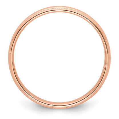 14k Rose Gold 4mm Milgrain Half-Round Wedding Band Ring Size 8