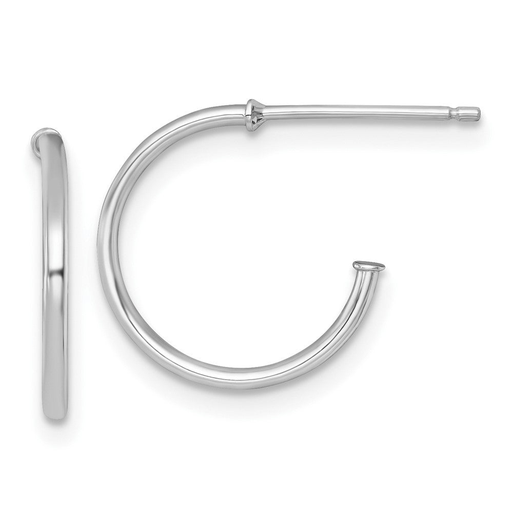 14k White Gold Polished 1.2 x 14mm Solid C-Hoop Earrings