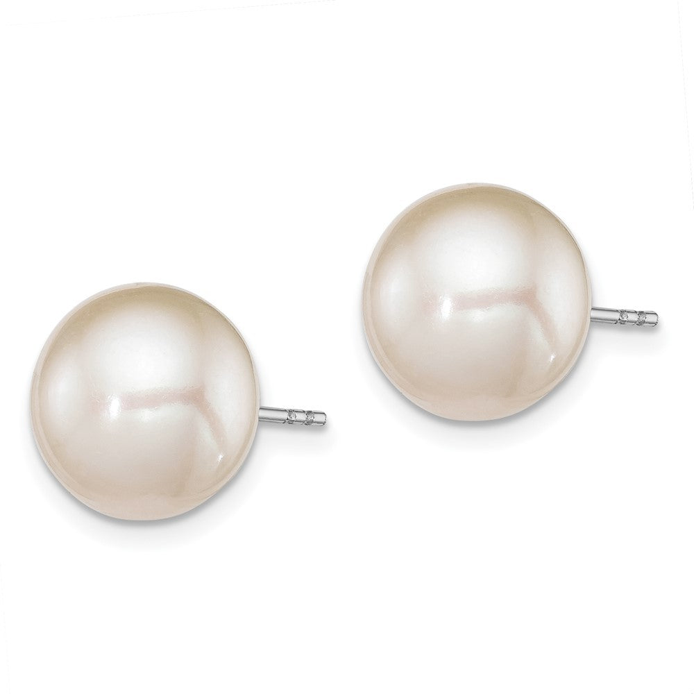 Sterling Silver 10-11mm Round Freshwater Cultured Pearl Earrings