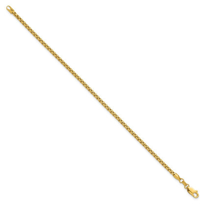 14k Yellow Gold 7 inch 2.45mm Semi-Solid Round Box Bracelet