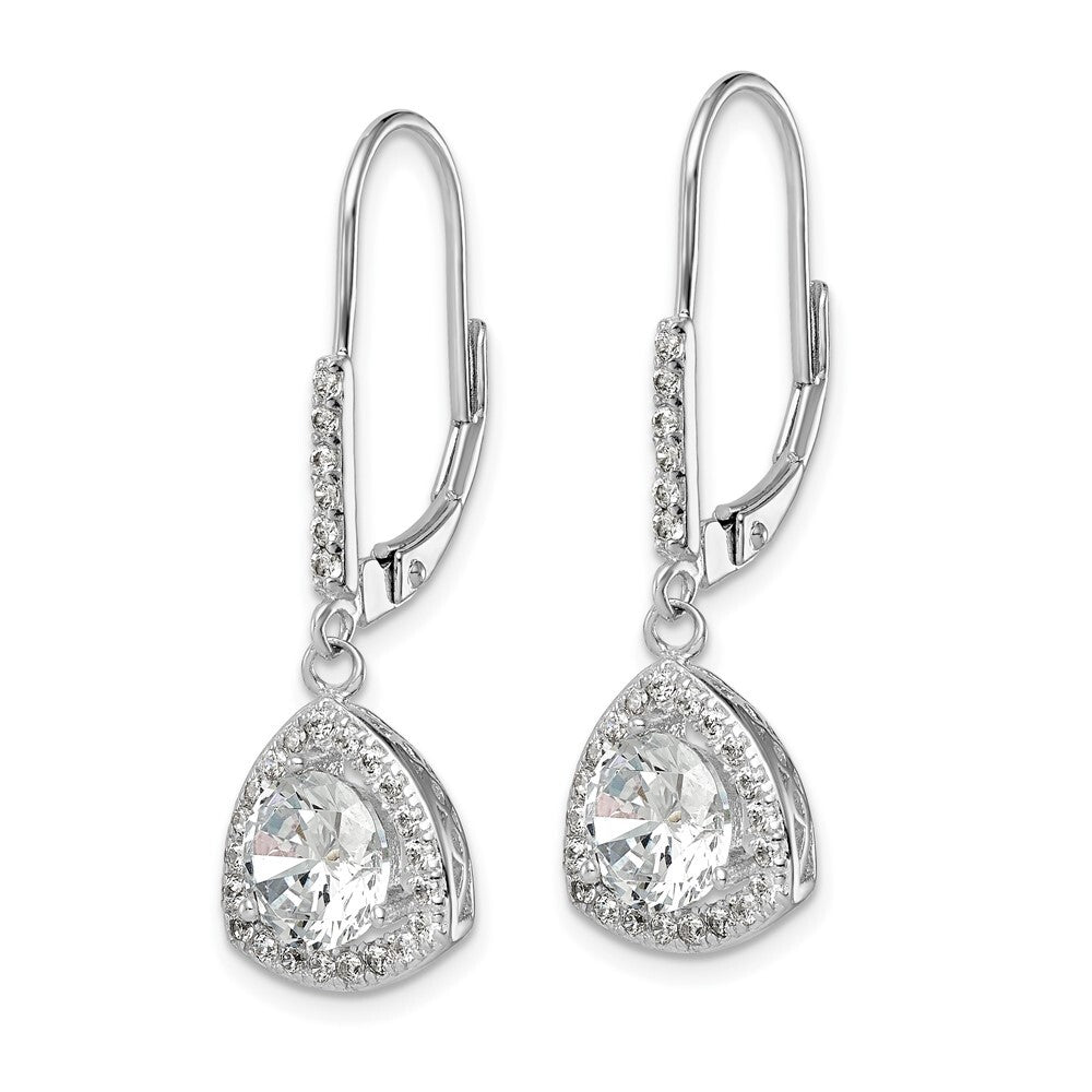 Sterling Silver Rhodium-plated Polished Cubic Zirconia Leverback Earrings